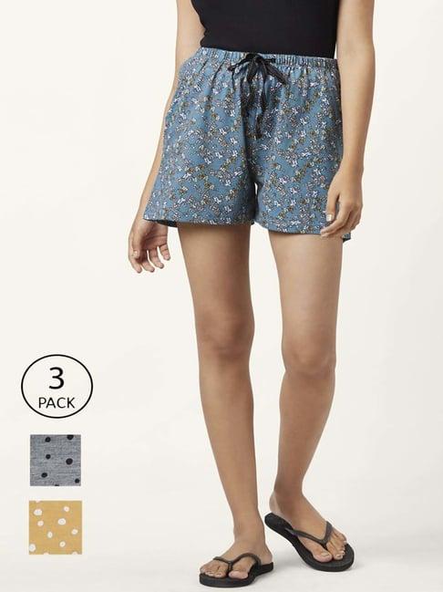 dreamz by pantaloons blue grey cotton printed shorts