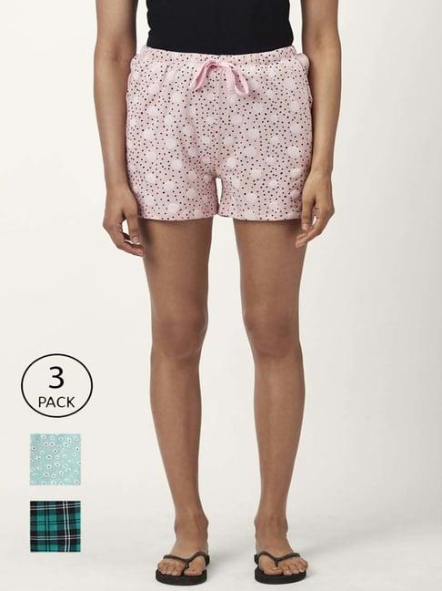 dreamz by pantaloons pink blue cotton printed shorts