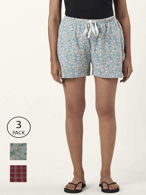 dreamz by pantaloons blue grey cotton floral print shorts