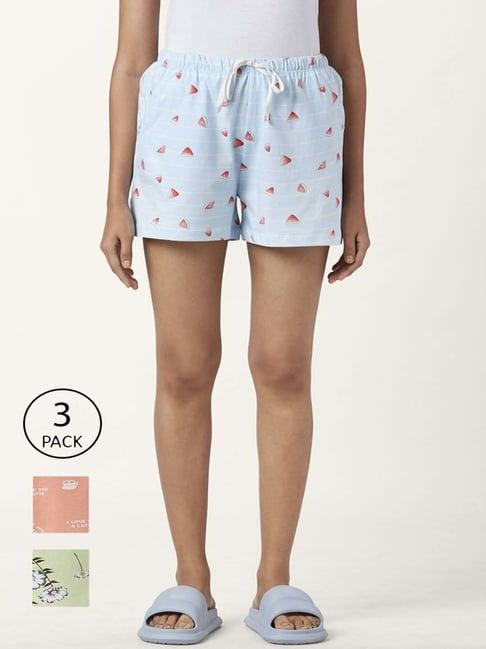 dreamz by pantaloons blue green cotton printed shorts