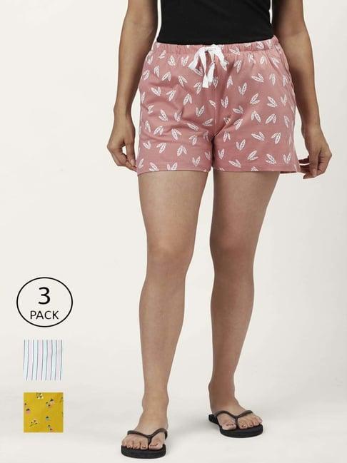 dreamz by pantaloons peach white cotton printed shorts