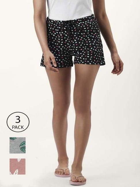 dreamz by pantaloons black grey cotton printed shorts