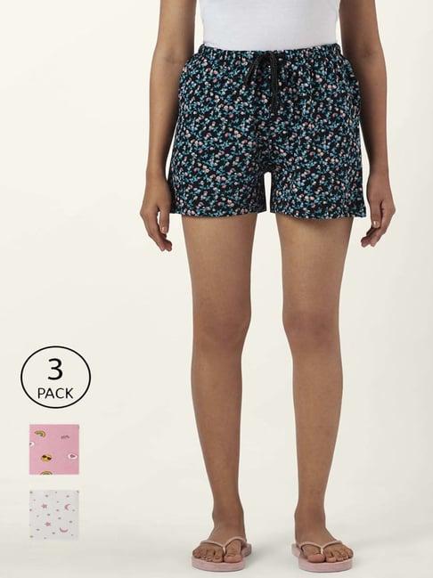 dreamz by pantaloons black pink cotton floral print shorts