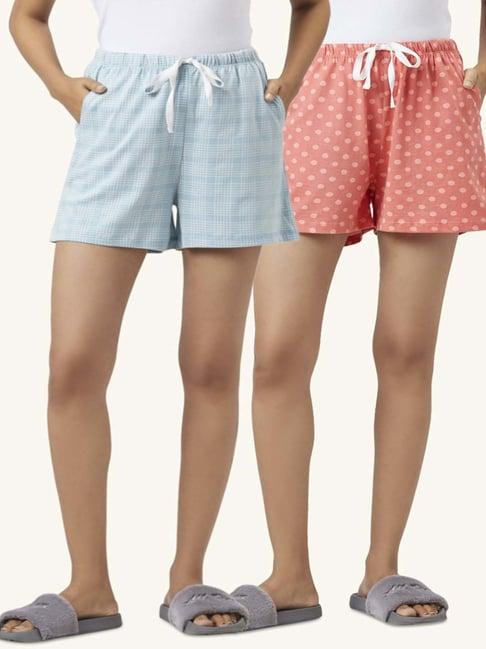 dreamz by pantaloons sky blue peach cotton printed shorts