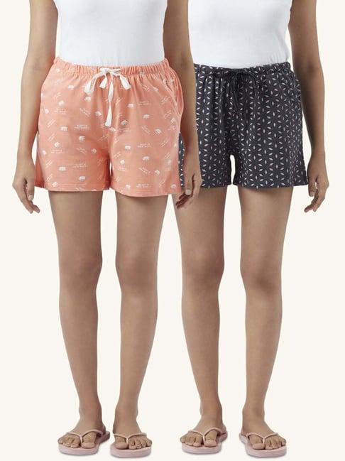 dreamz by pantaloons peach black cotton printed shorts