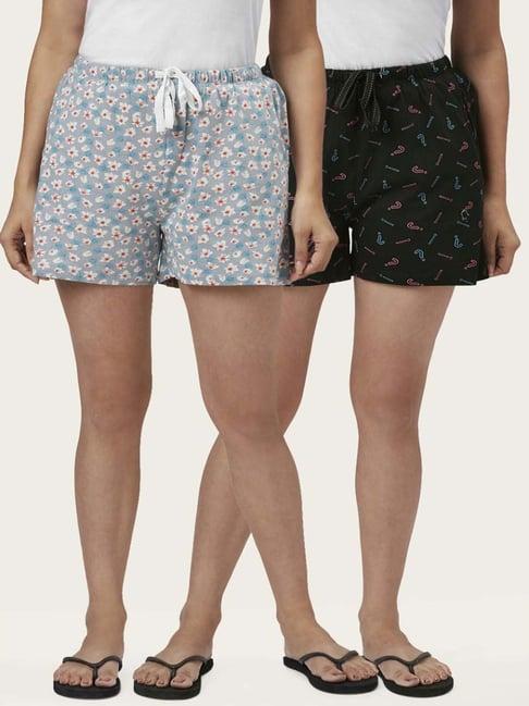 dreamz by pantaloons grey black cotton floral print shorts