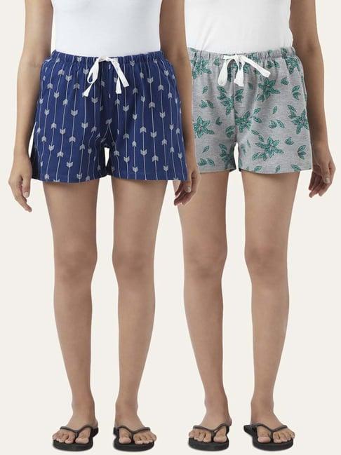 dreamz by pantaloons navy grey cotton printed shorts