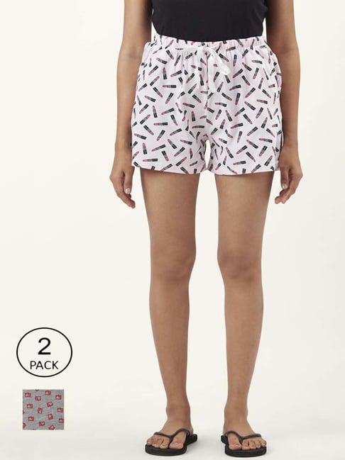 dreamz by pantaloons off-white grey cotton graphic print shorts