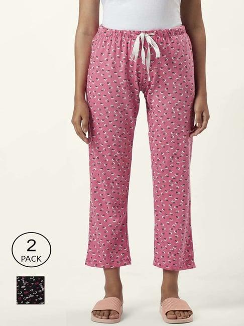 dreamz by pantaloons black pink cotton printed pyjamas