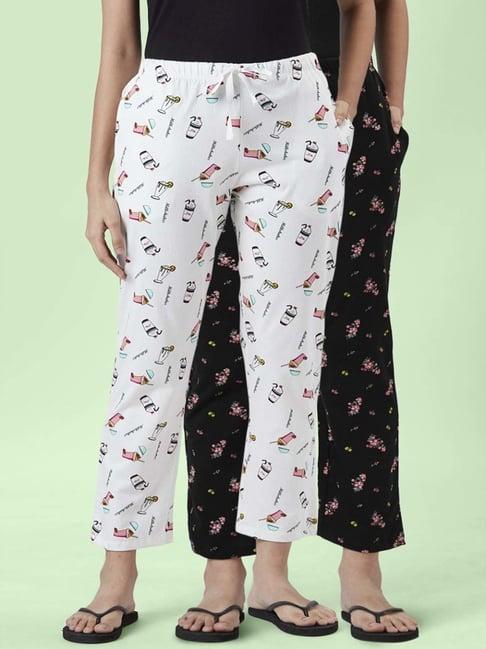 dreamz by pantaloons black white cotton printed pyjamas