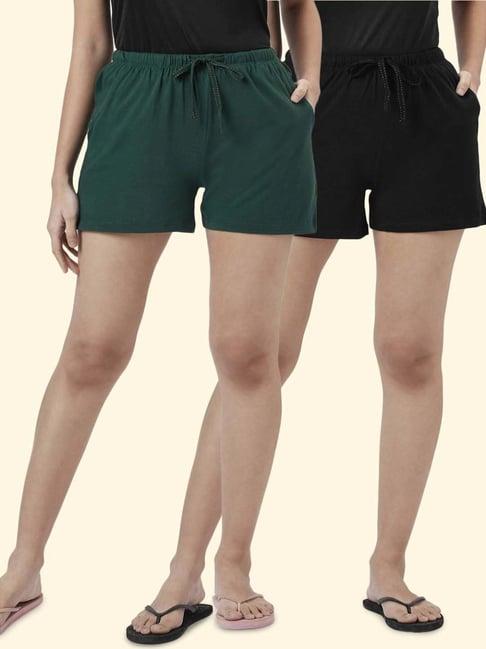 dreamz by pantaloons green black cotton shorts