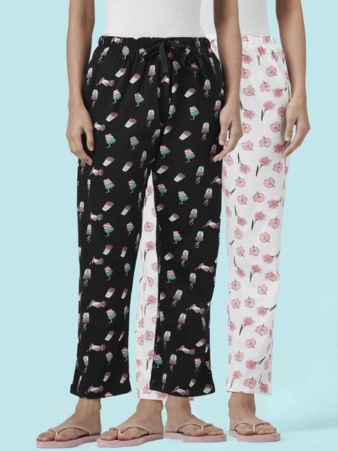 dreamz by pantaloons black white cotton printed pyjamas