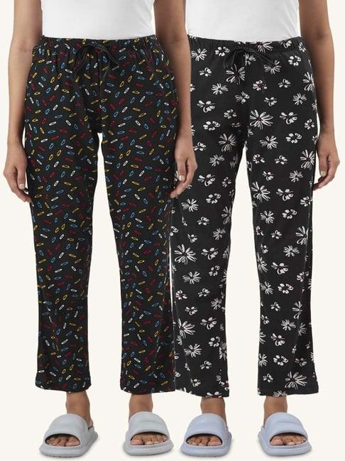 dreamz by pantaloons black cotton printed pyjamas