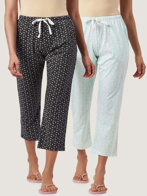 dreamz by pantaloons black blue cotton printed pyjamas