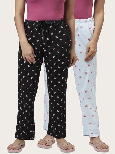 dreamz by pantaloons black blue cotton printed pyjamas