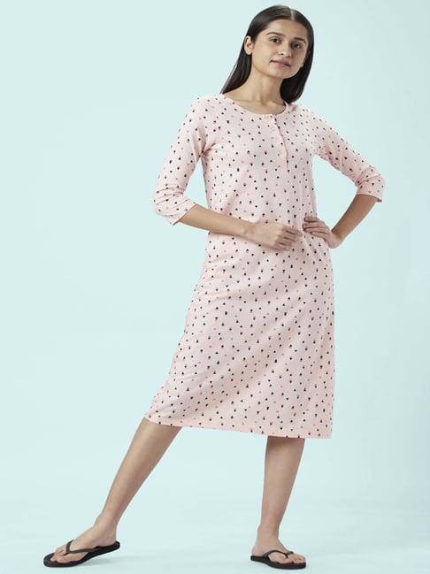 dreamz by pantaloons pink cotton printed night dress