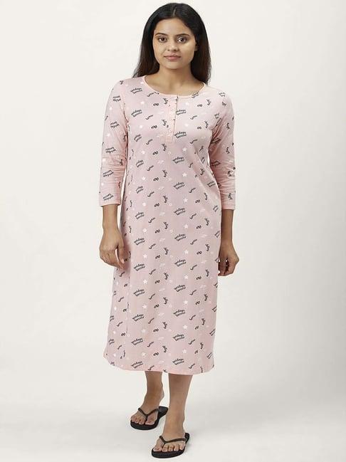 dreamz by pantaloons pink cotton printed night dress