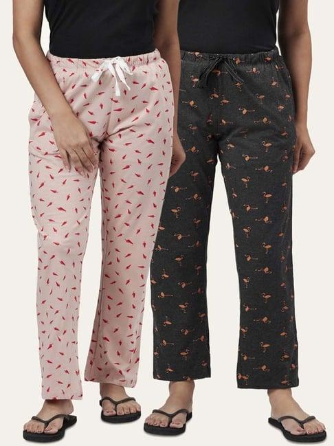 dreamz by pantaloons peach black cotton printed pyjamas