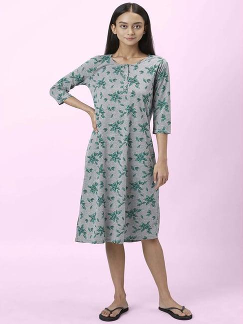 dreamz by pantaloons grey cotton printed night dress