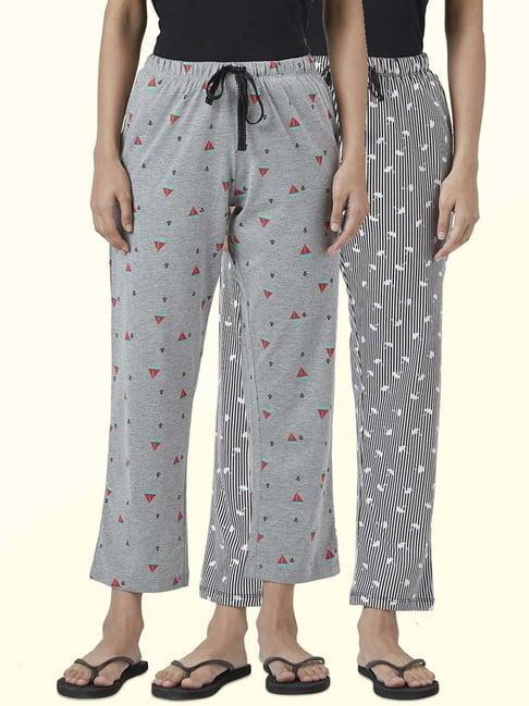 dreamz by pantaloons grey black cotton printed pyjamas