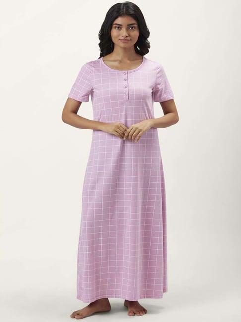 dreamz by pantaloons pink cotton chequered nighty