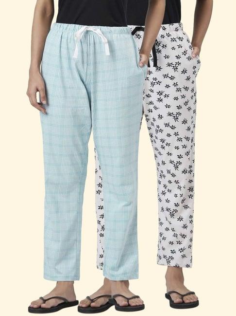 dreamz by pantaloons white blue cotton printed pyjamas