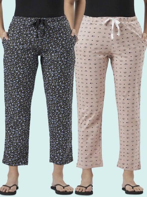 dreamz by pantaloons peach black cotton printed pyjamas