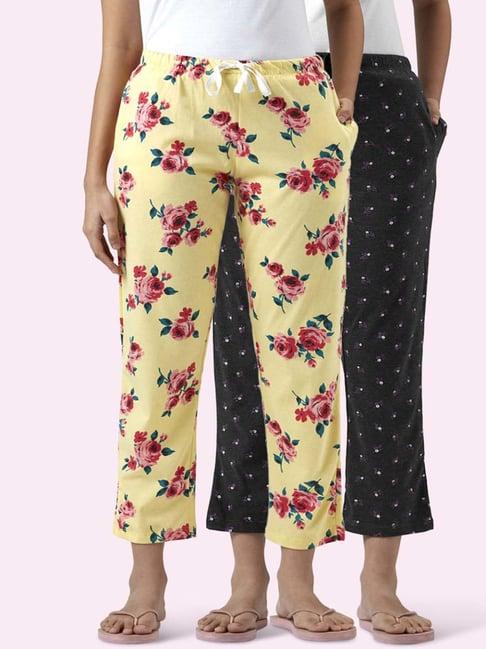 dreamz by pantaloons black yellow cotton printed pyjamas