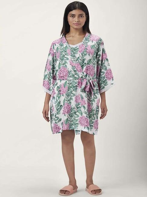 dreamz by pantaloons white pink floral print robe