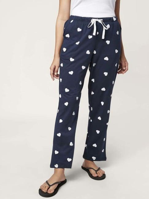 dreamz by pantaloons navy cotton heart print pyjamas