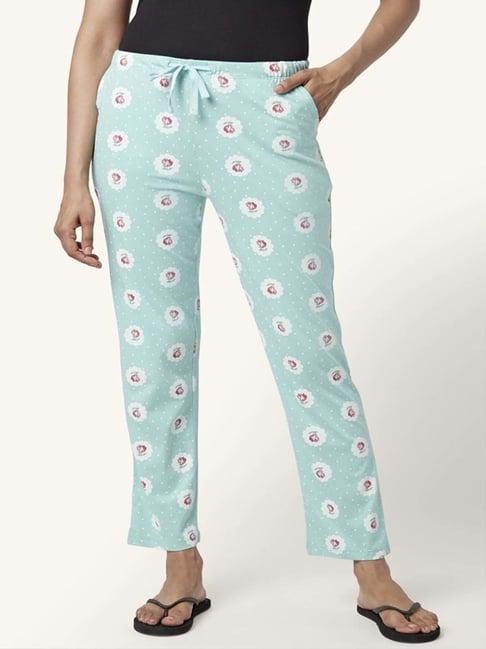 dreamz by pantaloons sea green cotton printed pyjamas