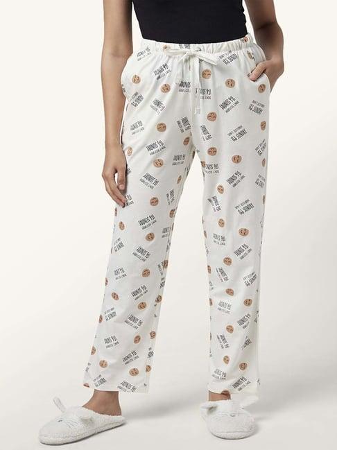 dreamz by pantaloons off-white cotton printed pyjamas