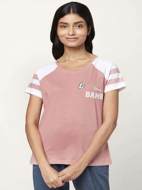 dreamz by pantaloons pink cotton graphic print t-shirt