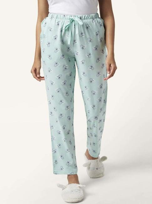 dreamz by pantaloons aqua blue cotton printed pyjamas