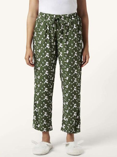 dreamz by pantaloons olive green printed pyjamas