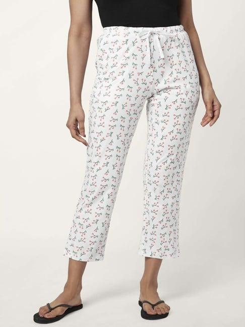 dreamz by pantaloons off-white cotton floral print pyjamas