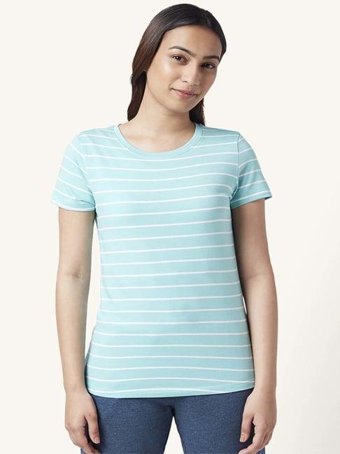 dreamz by pantaloons aqua blue cotton striped top