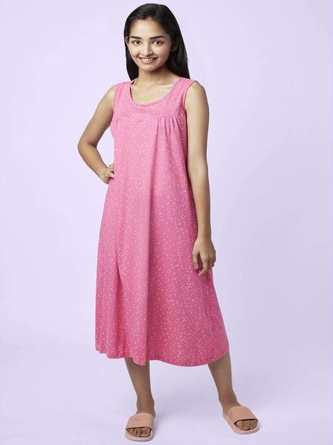 yu by pantaloons pink cotton printed nighty