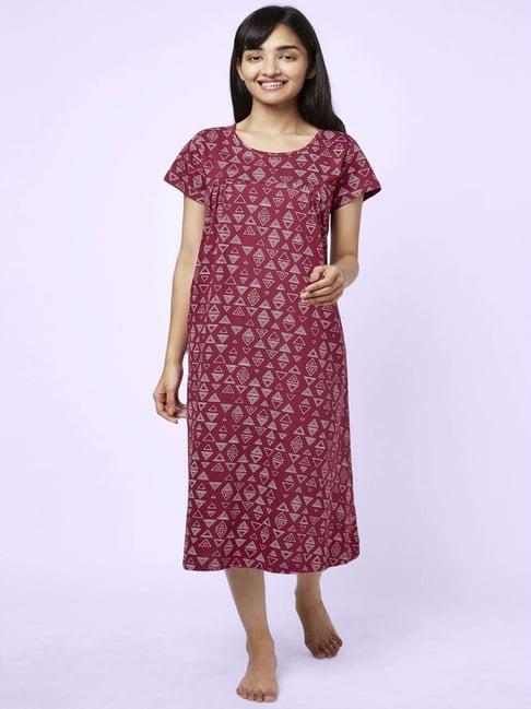 yu by pantaloons wine cotton printed nighty