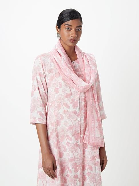 zuba by westside pink floral-printed dupatta