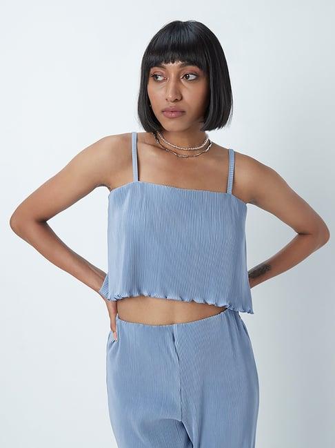 nuon by westside blue plisse crop top