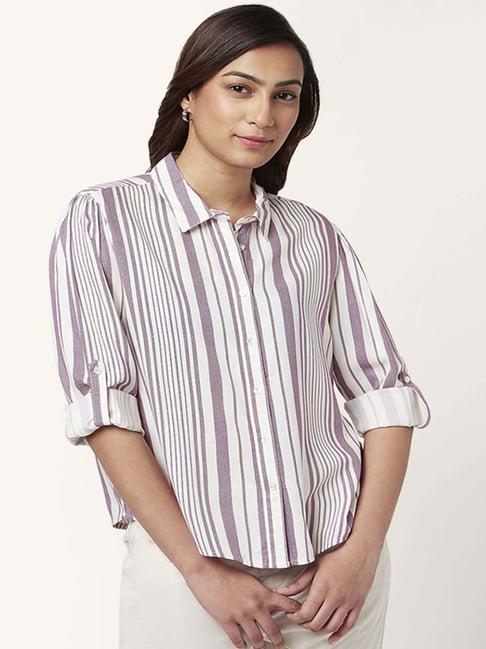 honey by pantaloons purple & white printed shirt