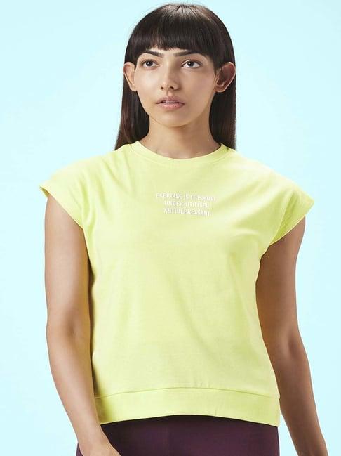 ajile by pantaloons lime green cotton sports top