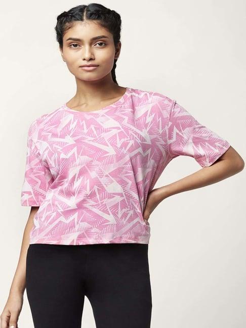 ajile by pantaloons pink cotton printed sports top