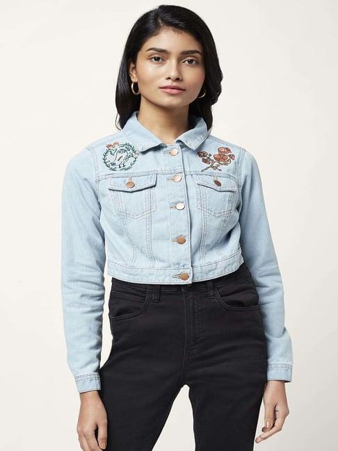 honey by pantaloons blue embroidered jacket