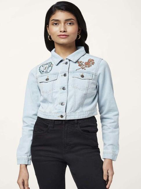 honey by pantaloons blue embroidered jacket