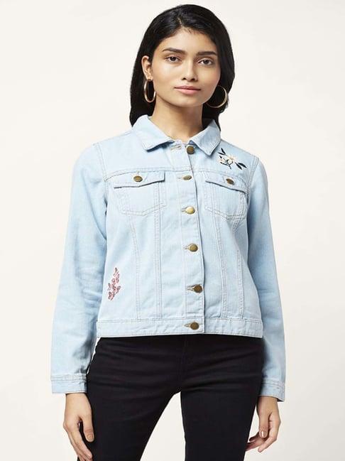 honey by pantaloons blue embroidered jacket