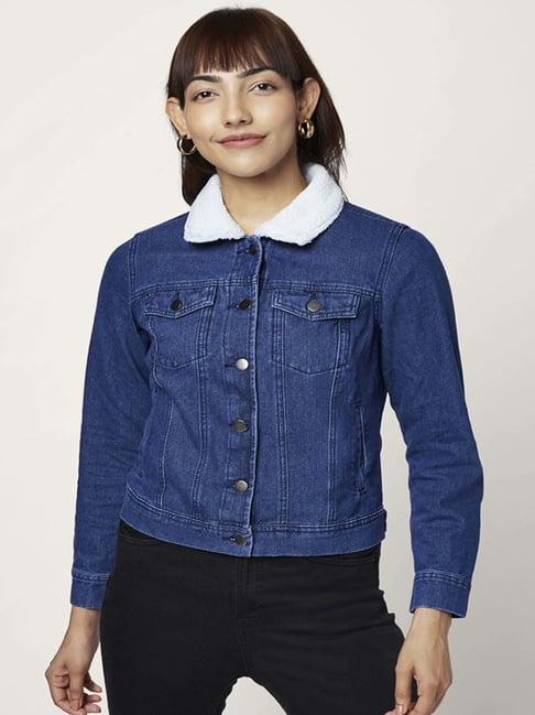 honey by pantaloons blue regular fit jacket