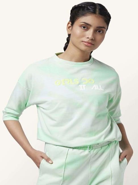 ajile by pantaloons green cotton printed top