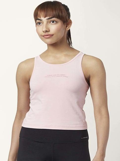 ajile by pantaloons pink cotton printed tank top